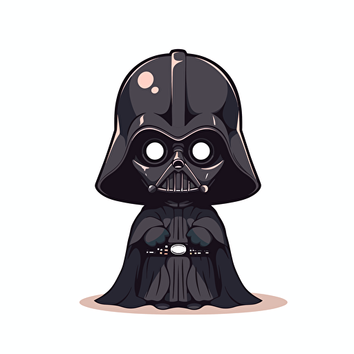 A female Lady darth vader, goofy looking, smiling, minimalistic, flat light, white background, vector art , pixar style