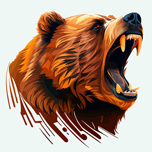 roaring Angry bear, teeth showing, long claws, vector art