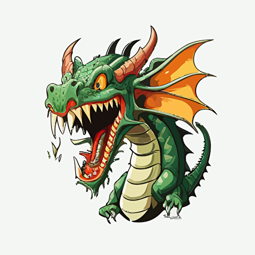 funny dragon, vector logo, vector art, emblem, simple cartoon, 2d, no text, white background