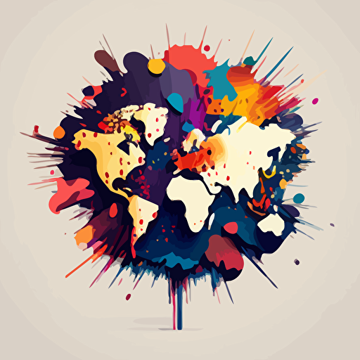 colorful vector art, exploding continent