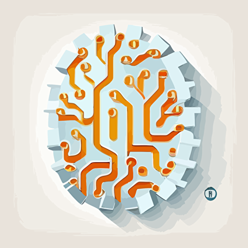 logo,brain cells made of data,settings icon, white background, flat, vector