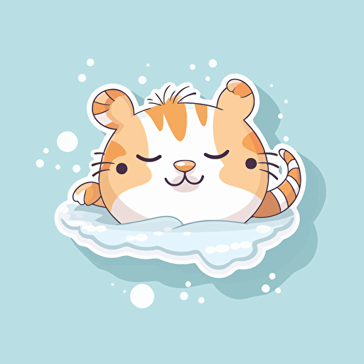 Die-cut sticker, Cute kawaii [tiger] sticker, white background, illustration minimalism, vector, Oceanic Tones