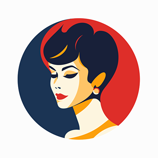 vector logo for translator; lady with short hair;