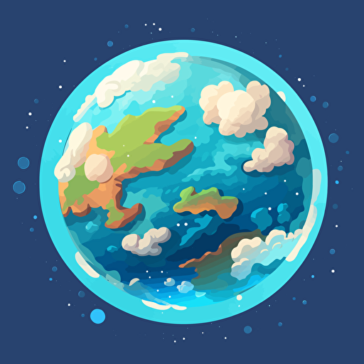 planet seen from space with clouds around it, vector, 2d game asset