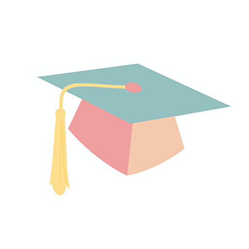 graduation cap, pastel, simple vector style, behance no outline, white background