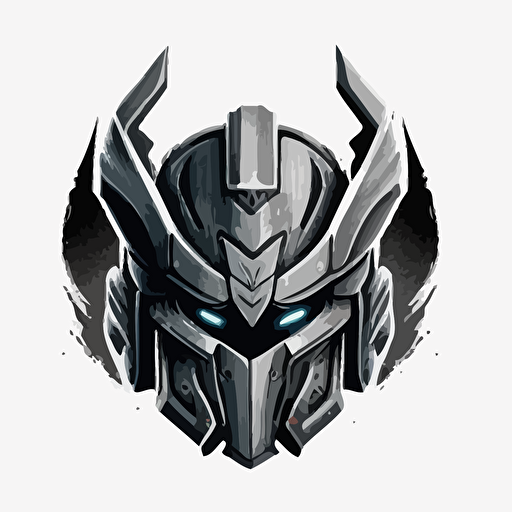 autobot face logo vector knight helmet medieval style samurai black grey white epic