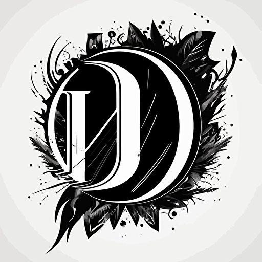 letter D, logo, vector, 2d, black and white, flat