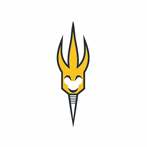 yellow trident, minimalist, cartoon style, vector art, 2d, white background