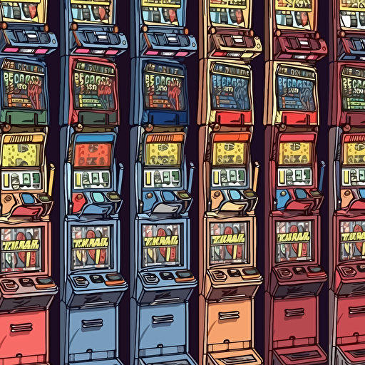 Background on which there are a lot of slot machines in vector style