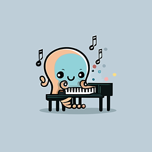 a mascot logo of an octopus playing a piano, simple, vector