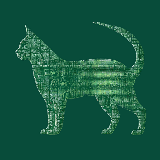 a Cat made of Matrix Ascii code, vector, clean, crisp