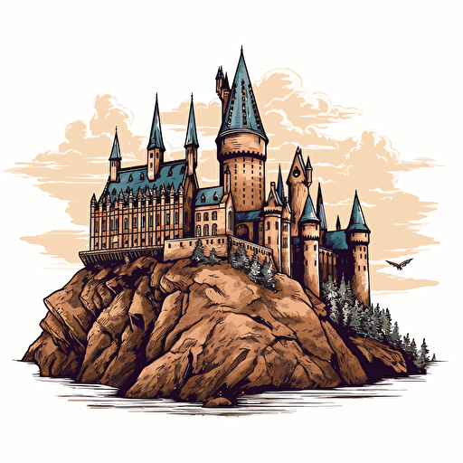 vector drawing of Hogwarts Castle