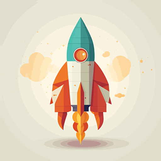 simple, geometric rocket ship 2d vector illustration