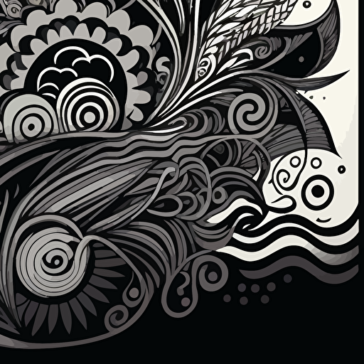 black line zentangle art vector
