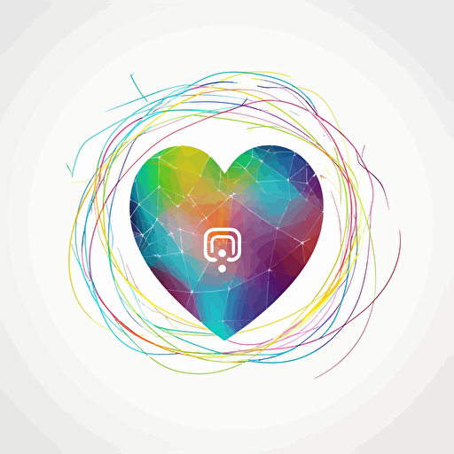 heart shaped earth logo, electro cardio gram line through the middle, on a white background, vector, colorful