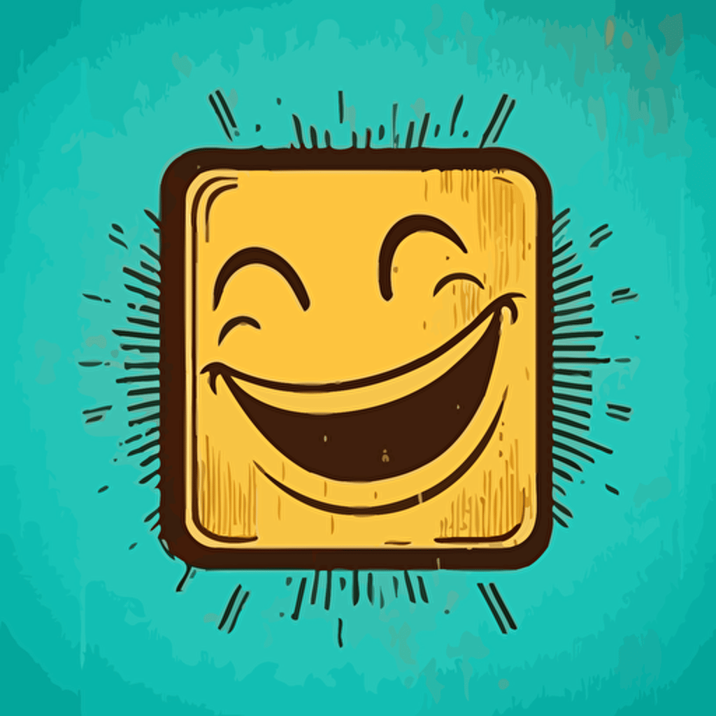 vector logo, clean design retro smiling face, doodle style