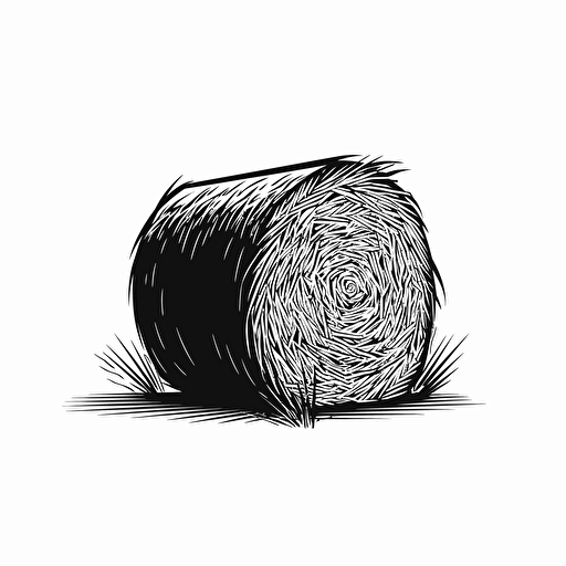 simple hay bale, vector art, extreme minimalism, black and white, flat, logo