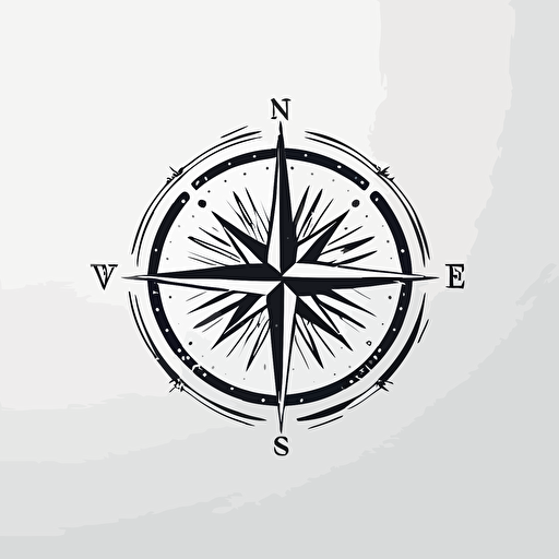 simple flat logo of a compass. White background, vector style, line, minimal