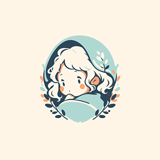 baby care logo, vector, minimal, baby human, hygge, light blue background v 4