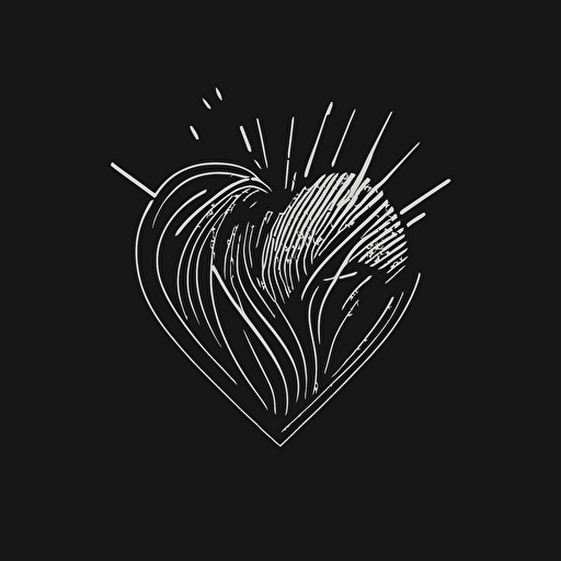 Beating sparkling heart vector logo, company logo,simple, black and white, Adobe illustrator, minimalism,minimal, no text , creative, futuristic line,electronic,simple line