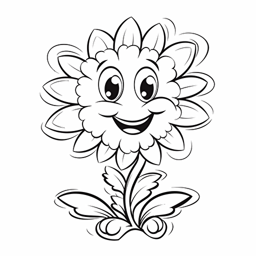 flower ignorant style No Shadow. Cartoon. Coloring page. Vector. Simple.