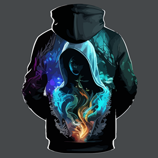 A hoodie design, with reflective colors, like a dream. It should go well with rave culture and must be vector