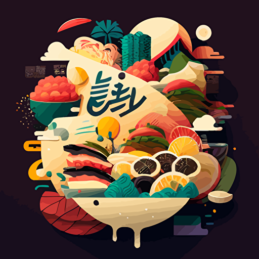 colorful vector art, multiverse of taiwanese food