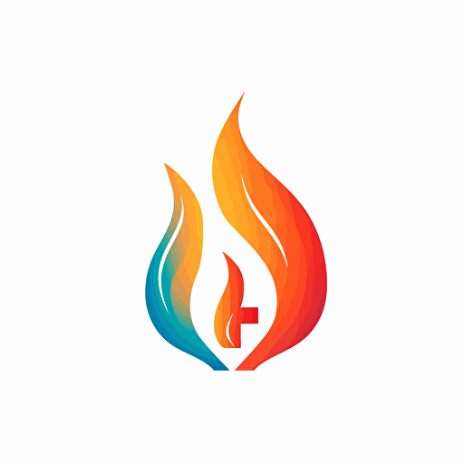 Aa minimalistic vector illustration of a flame on a white background, incorporating the letter "E" in the flame.