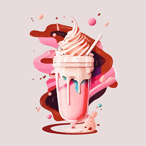vector art instagram logo. Satisfying themed account. Pink background with milkshake in center. Boba in milkshake. Vibrant colors. Beautiful logo.