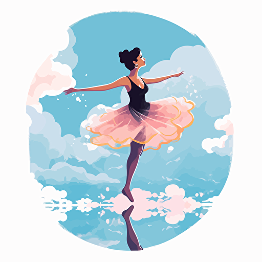 vector drawing ballerina dancing on the clouds disney style
