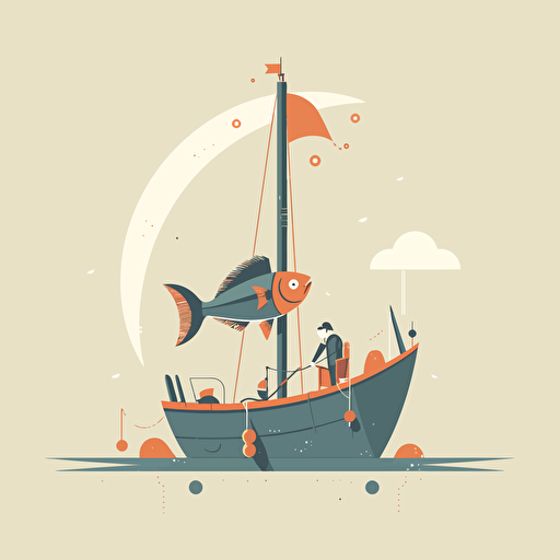 fishing success, minimalist design, vector