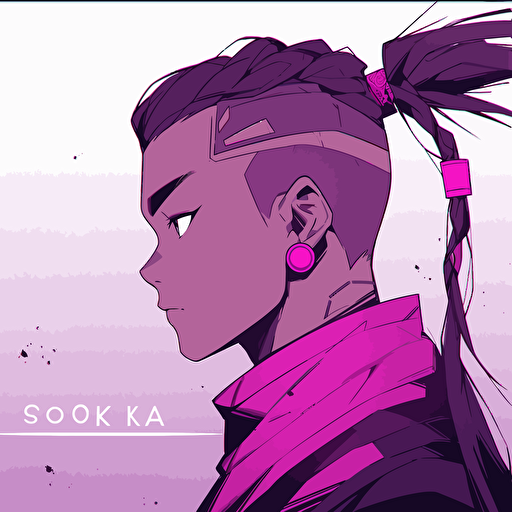 Vector illustration of Sokka, Aesthetics clean and minimalist, with purple and pink color scheme