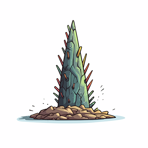 rock spike from floor, vector art, simple colors, on white background