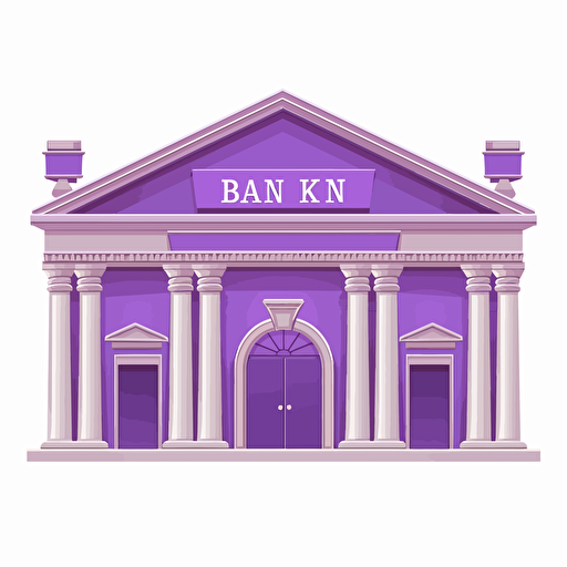 Bank- purple roof, front view, gradient detailed vector