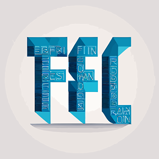 textual logo with the letter "f" monospaced programming font, flat, vector, color blue, white background