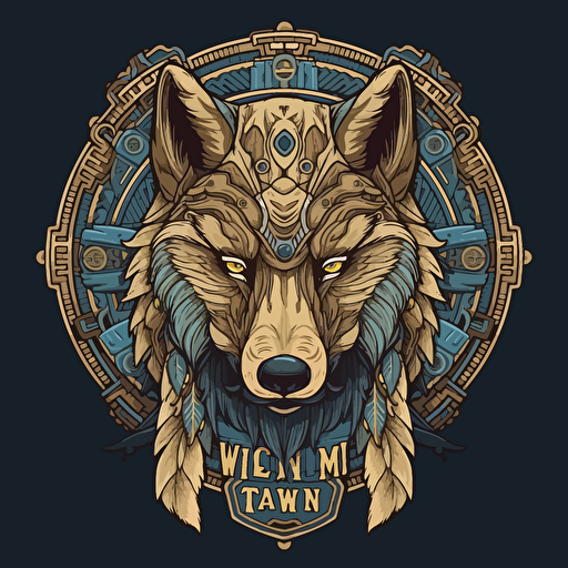 the clan of the wolf logo art concept vectorized, hight detailed, indian decor