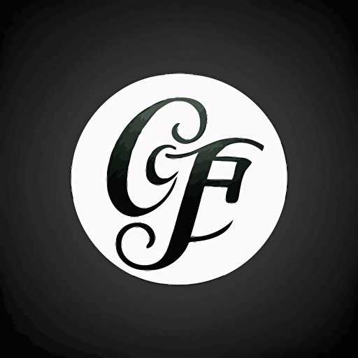 the letters g and f, lowercase vector simple logo in a script font inside a circle