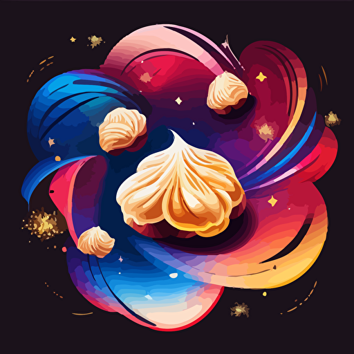 colorful vector art, xiao long bao, background galaxy, galaxy vector art