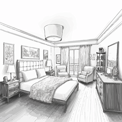 bedroom vector line drawing ar 16:9