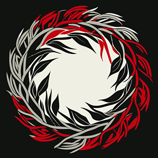 sweetgrass braid vector 2d in black and red in a circle shape
