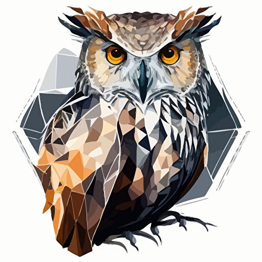 owl hexagon lineart, vector art, onecolor