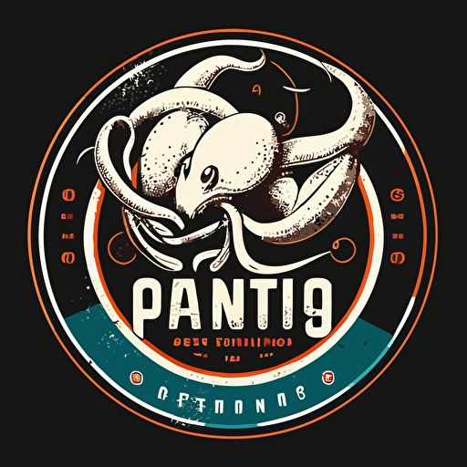 octopus Ping Pong Sumit, vector logo, ping pong, action, japanese design style,