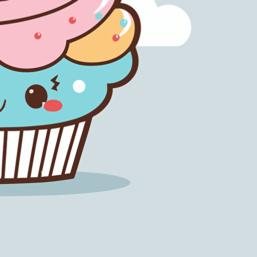 cute cupcake kawaii style, vector clipart