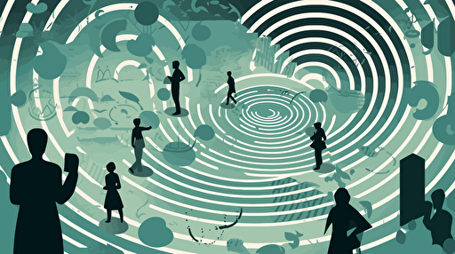 vector illustration of "many paths to a goal".