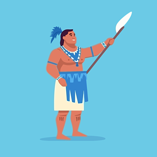 elderly polynesian man smiling pointing towards sky simple flat vector happy colours low camera view