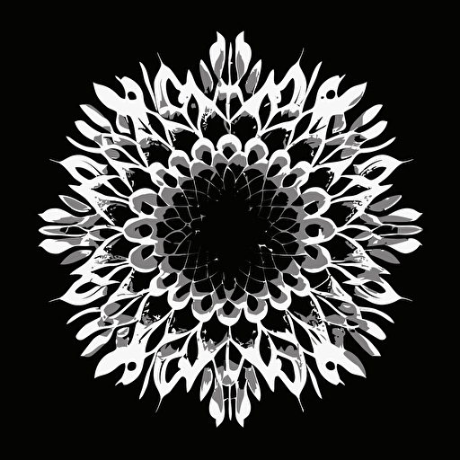 snowflake looks like an apple :: minimalistic logo , black and white, linear, vector