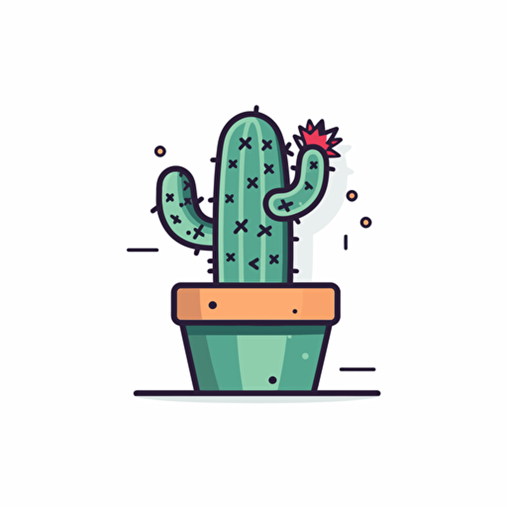 Cactus icon, icon, colorful, comic vector illustration style, flat design , minimalist logo, minimalist icon, flat icon, adobe illustrator, cute, white background, simple
