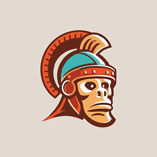 simple vector logo of a monkey with a trojan helmet