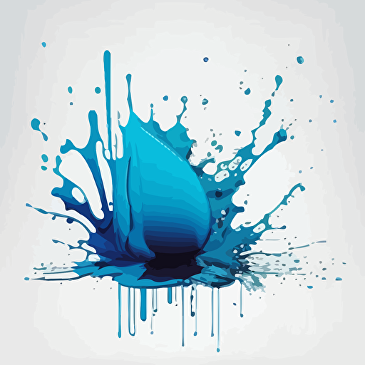 simple clean blue splash vector, oblong, 2d