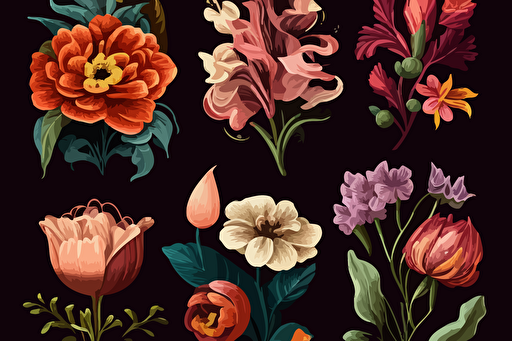 a collection or large floral vector artwork